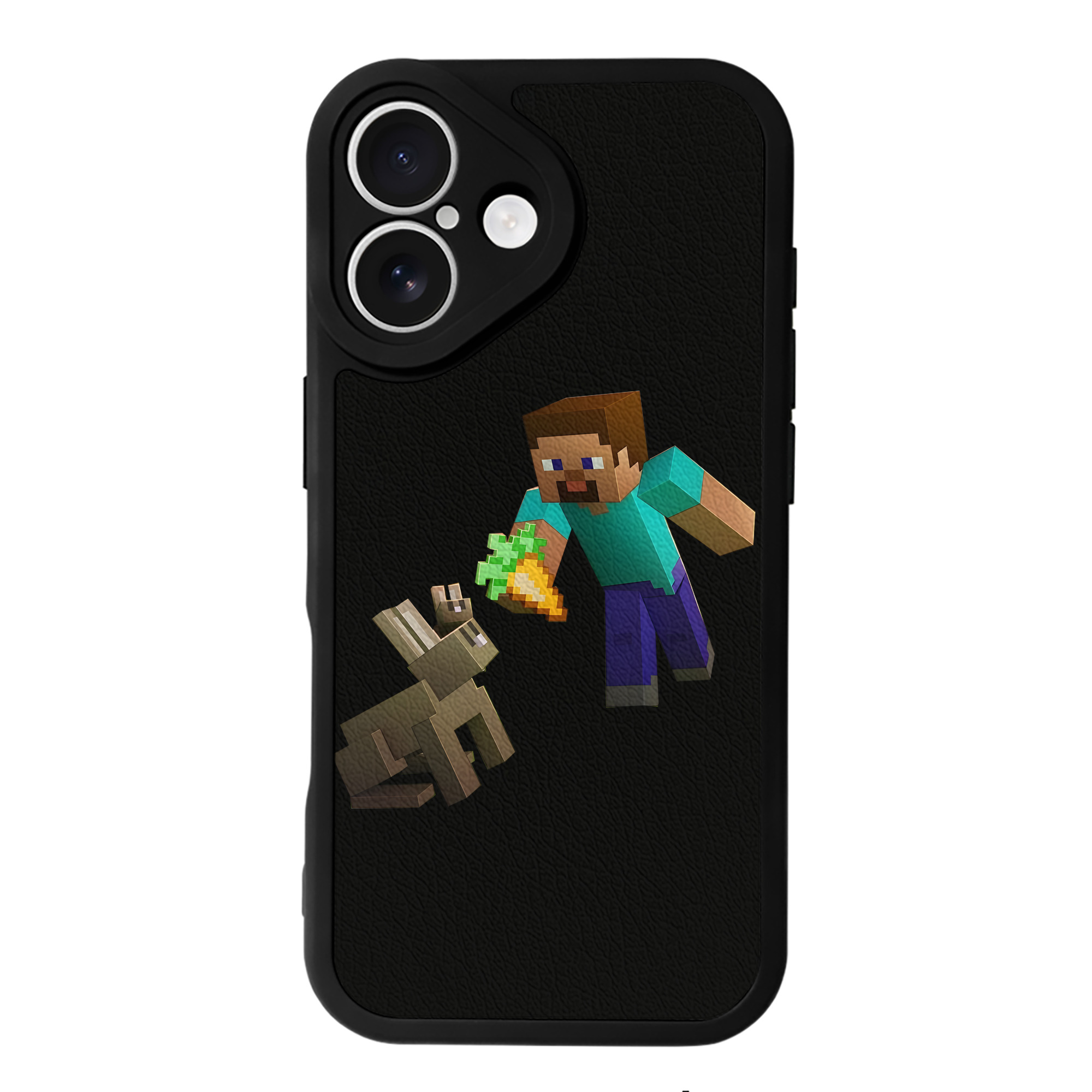 （画像用） マインクラフト ブロックの世界 Minecraft MC Block world 【iPhone 16シリーズ対応】シリコンスマホケース（レザー調） 材質：シリコン
